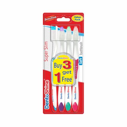 Super Slim Value Pack Soft Toothbrush (Pink, Blue, Purple, Green)