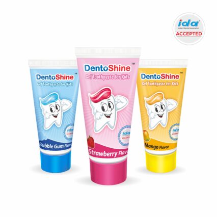 DentoShine Gel Toothpaste for Kids | Pack of 3 Flavors (Strawberry, Mango & Bubblegum)  |  IDA Accepted