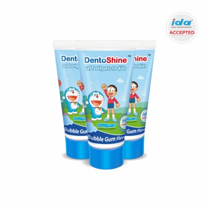 DentoShine Gel Toothpaste for Kids | Pack of 3 (Bubblegum Flavor) (Doraemon)  |  IDA Accepted