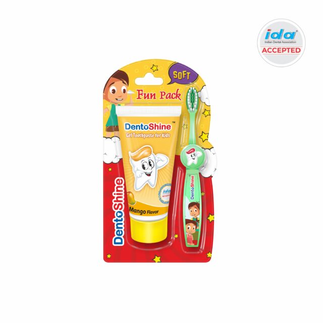 DentoShine Gel Toothpaste for Kids (Mango (fun pack), 80g) | IDA Accepted | Ages 2+
