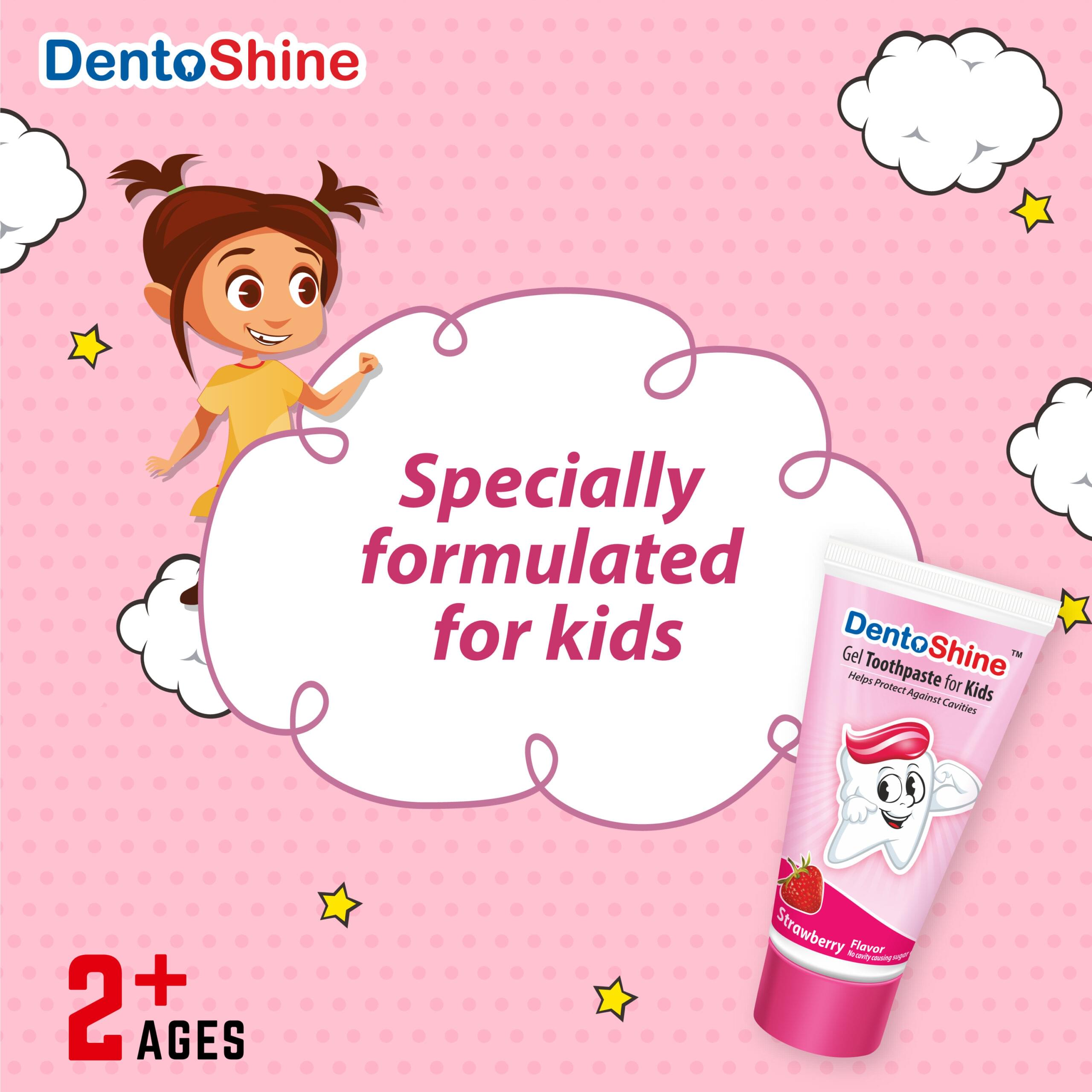 Dentoshine Fun Pack for Kids - (Strawberry, Mango & Bubble Gum + 3 Toothbrush) Toothpaste | IDA Accepted | Ages 2+ - Image 9