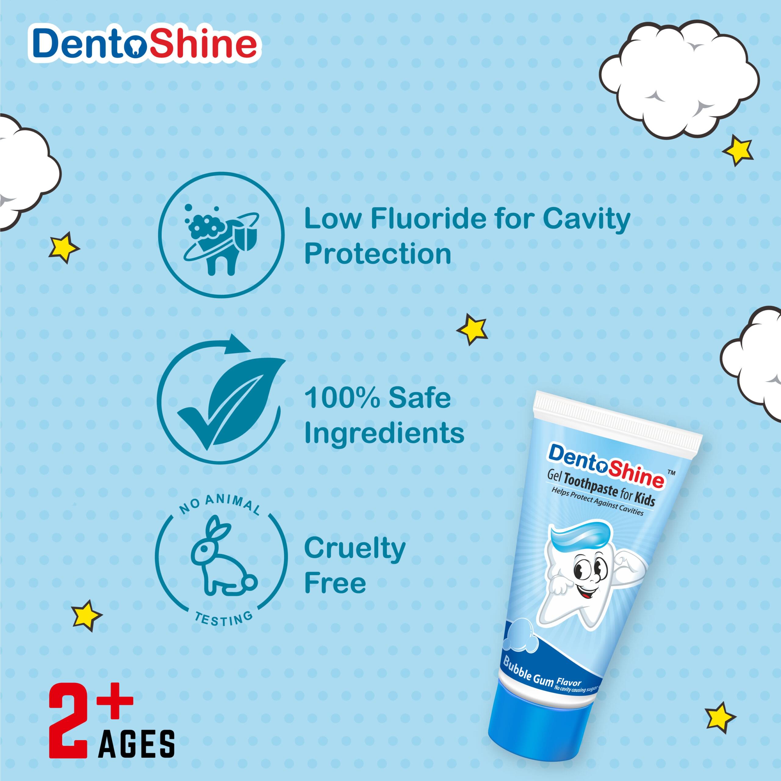 DentoShine Gel Toothpaste for Kids (Bubblegum (fun pack), 80g) | IDA Accepted | Ages 2+ - Image 3