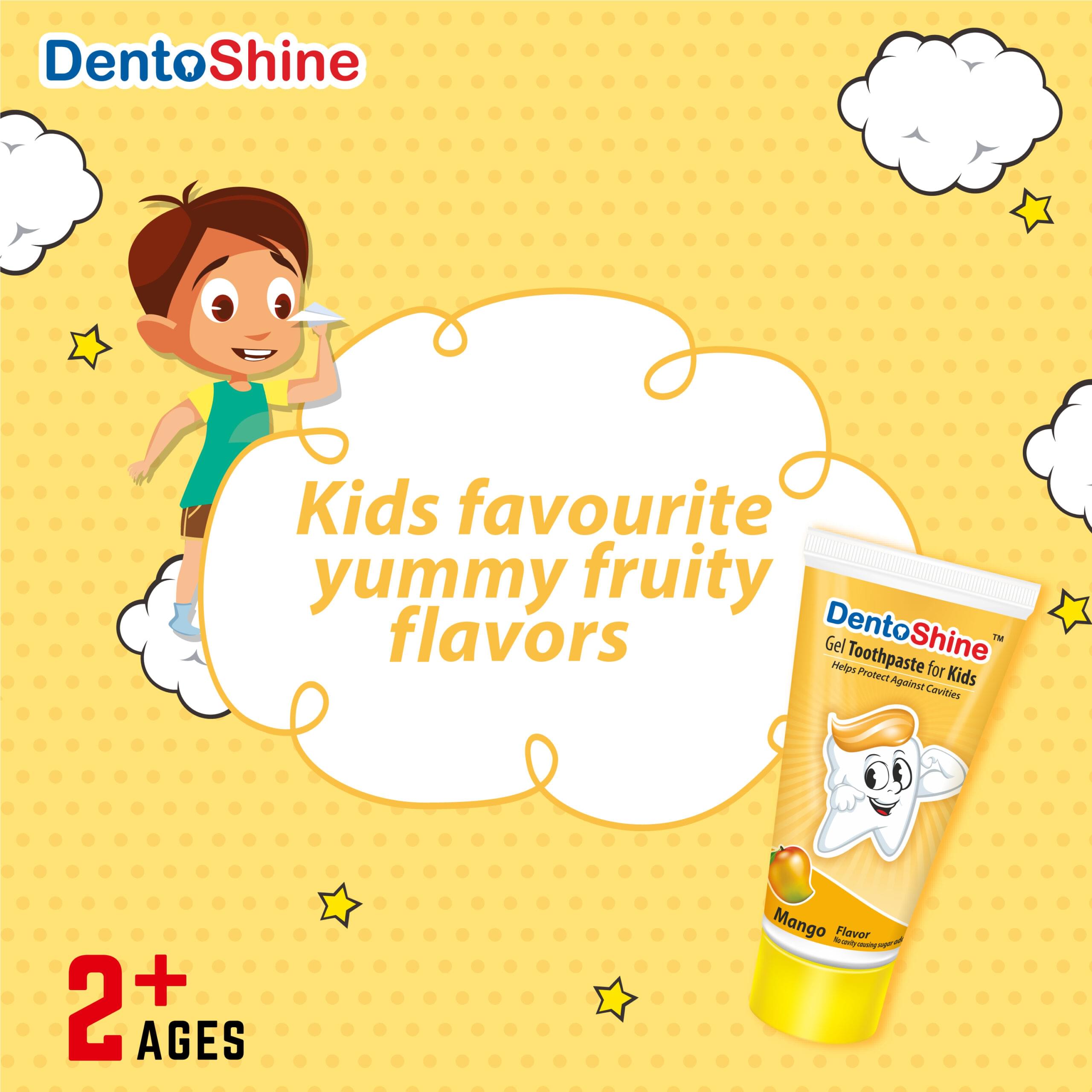 DentoShine Gel Toothpaste for Kids (Mango (fun pack), 80g) | IDA Accepted | Ages 2+ - Image 3