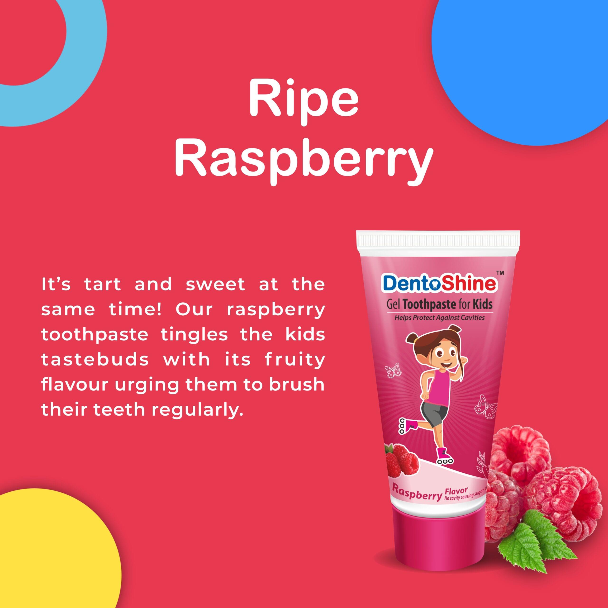 DentoShine Gel Toothpaste for Kids | Pack of 3 Flavors (Orange, Raspberry & Mango) | IDA Accepted | Ages 2+ - Image 6