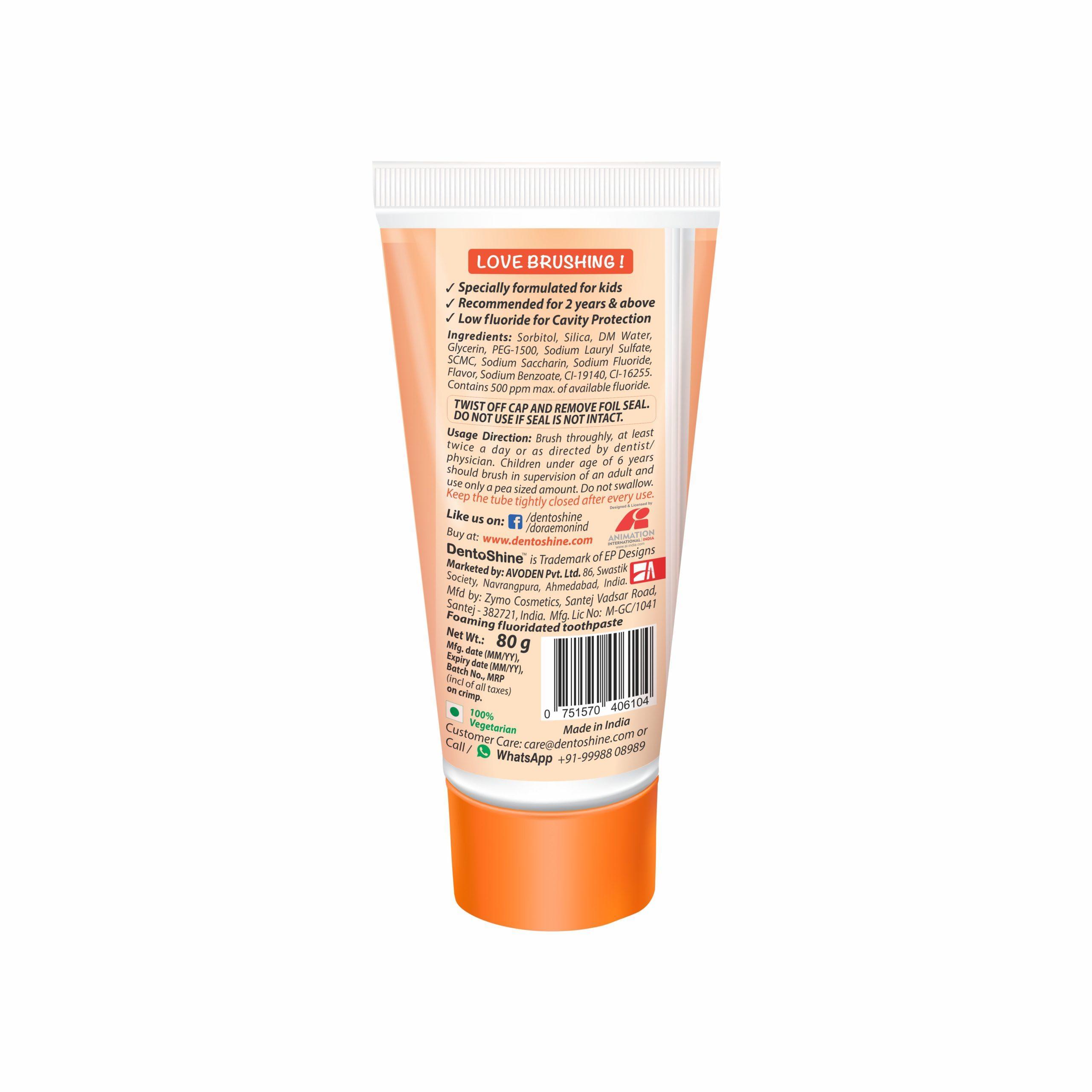Gel Toothpaste for Kids - Orange Flavor 80 g (Doraemon) | IDA Accepted | Ages 2+ - Image 5