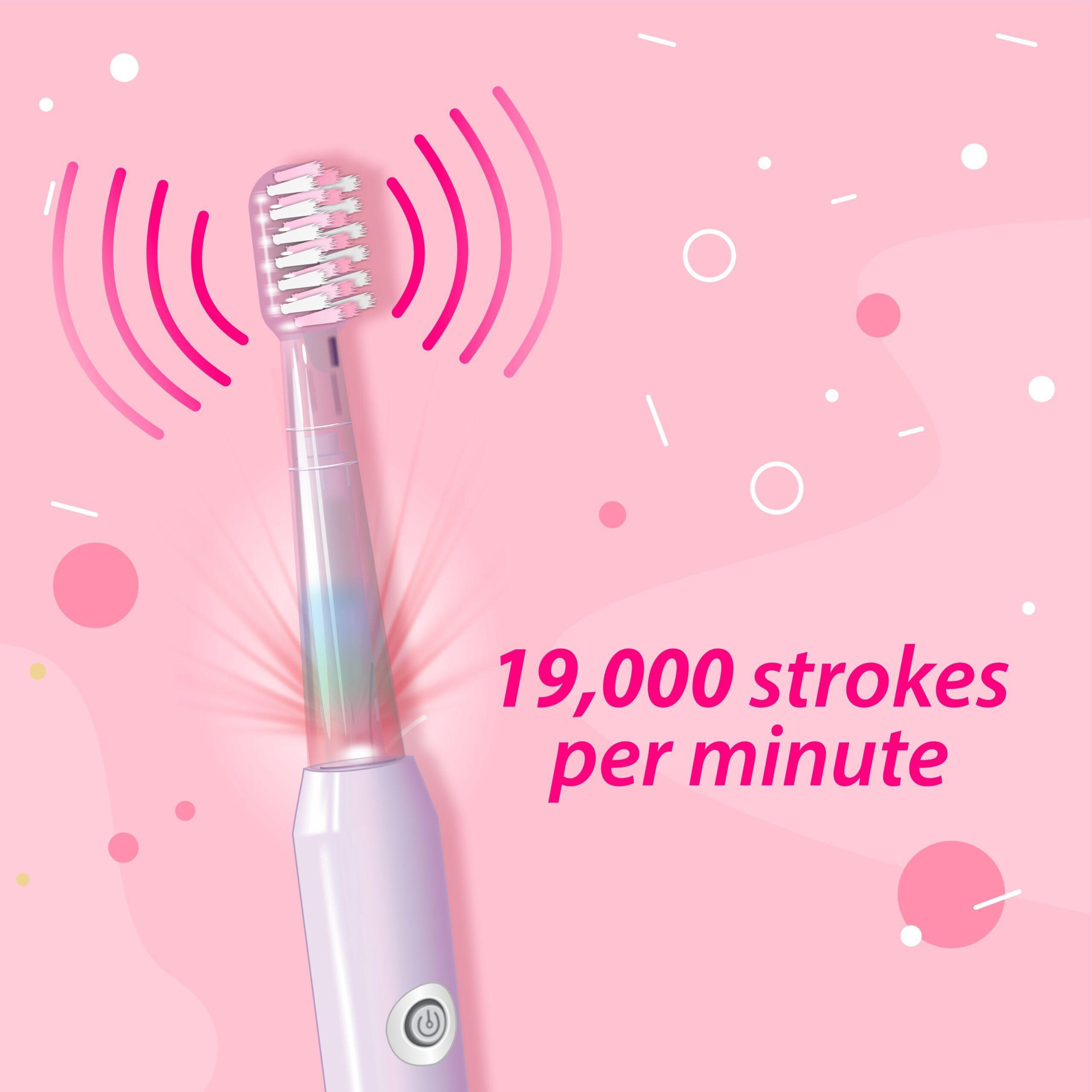 DentoShine Sonic Plus Electric Toothbrush for kids (Ages 3+) | 3 modes of cleaning & 2 extra brush heads (Pink) - Image 2