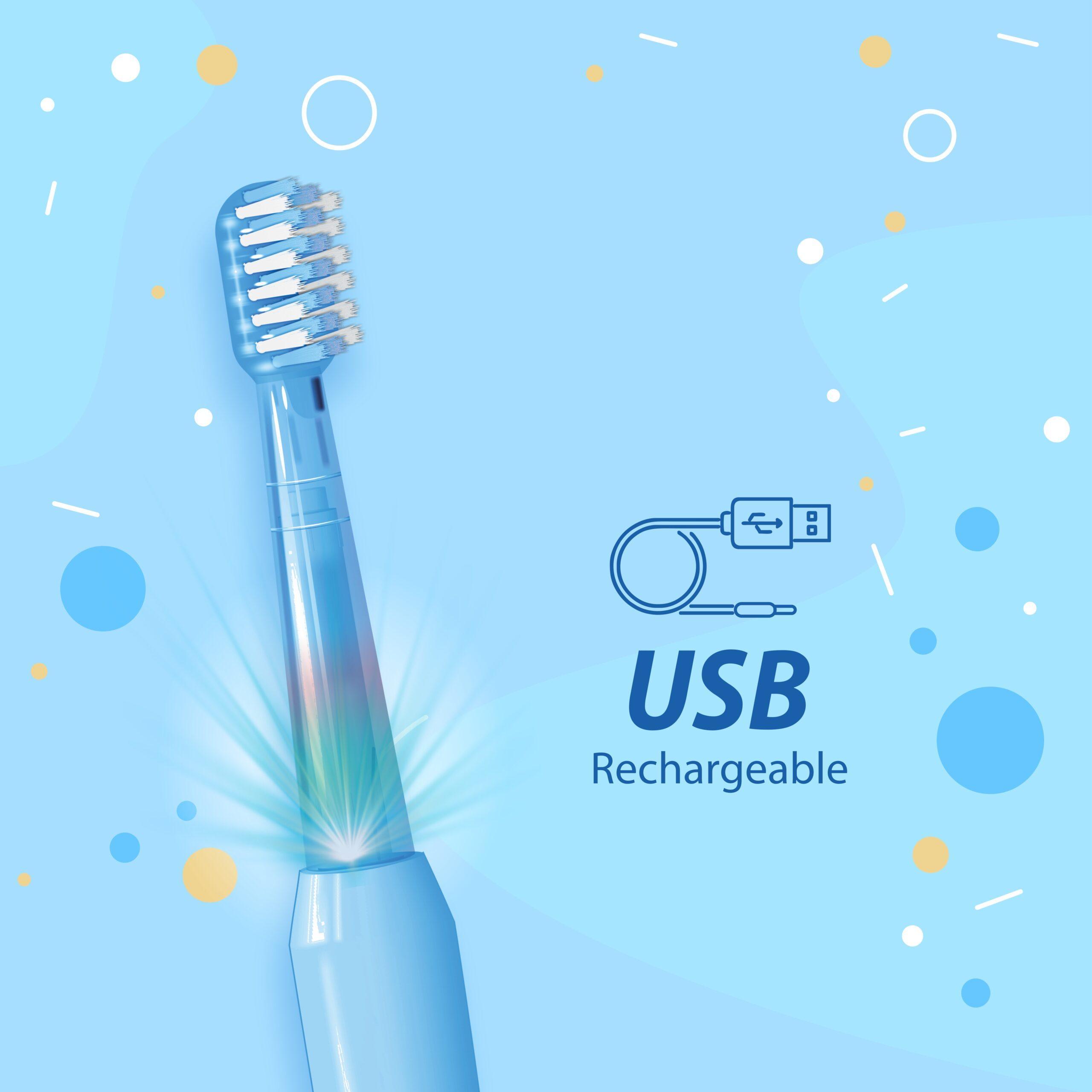 DentoShine Sonic Plus Electric Toothbrush for kids (Ages 3+) | 3 modes of cleaning & 2 extra brush heads (Blue) - Image 4