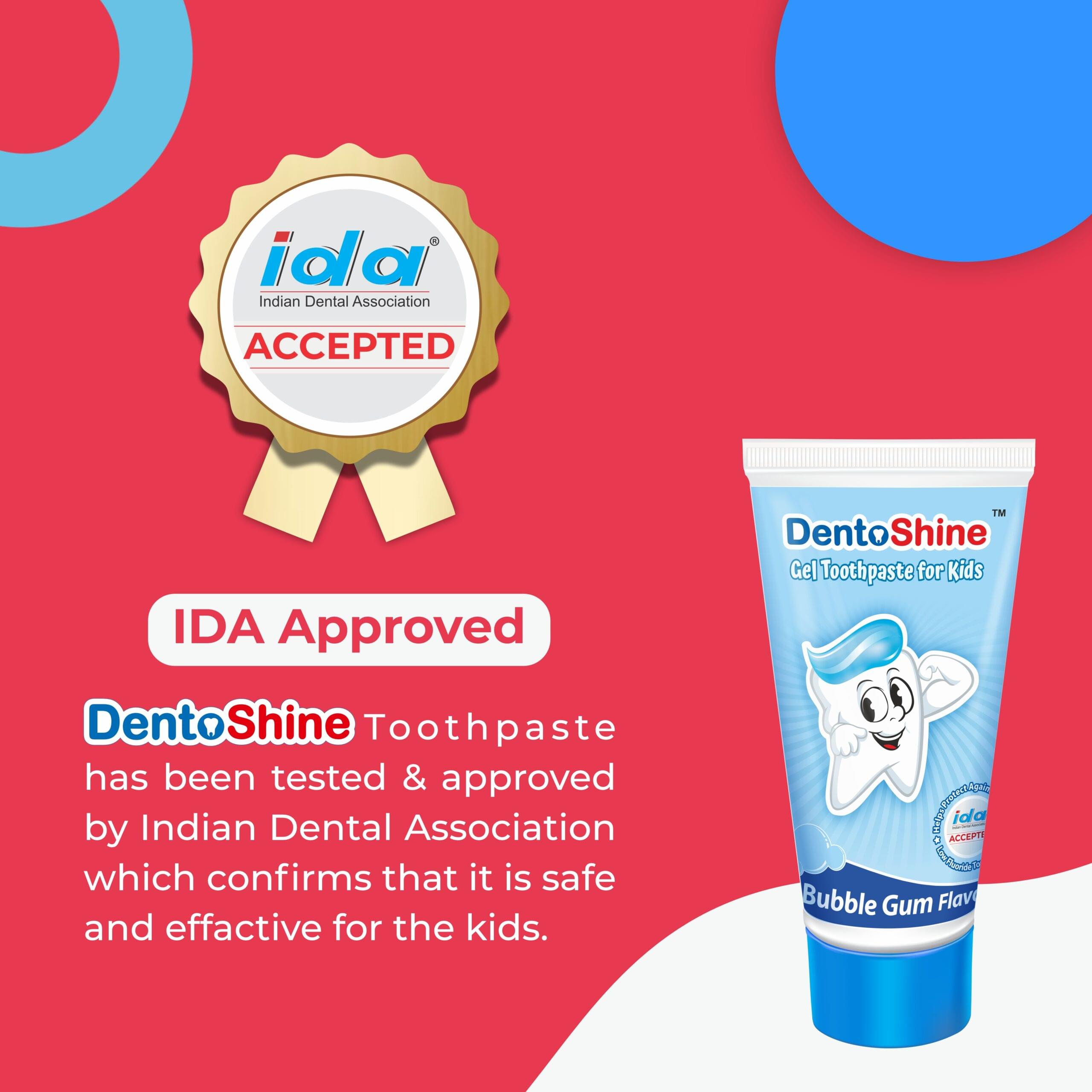 DentoShine Gel Toothpaste for Kids (Bubblegum (fun pack), 80g) | IDA Accepted | Ages 2+ - Image 2