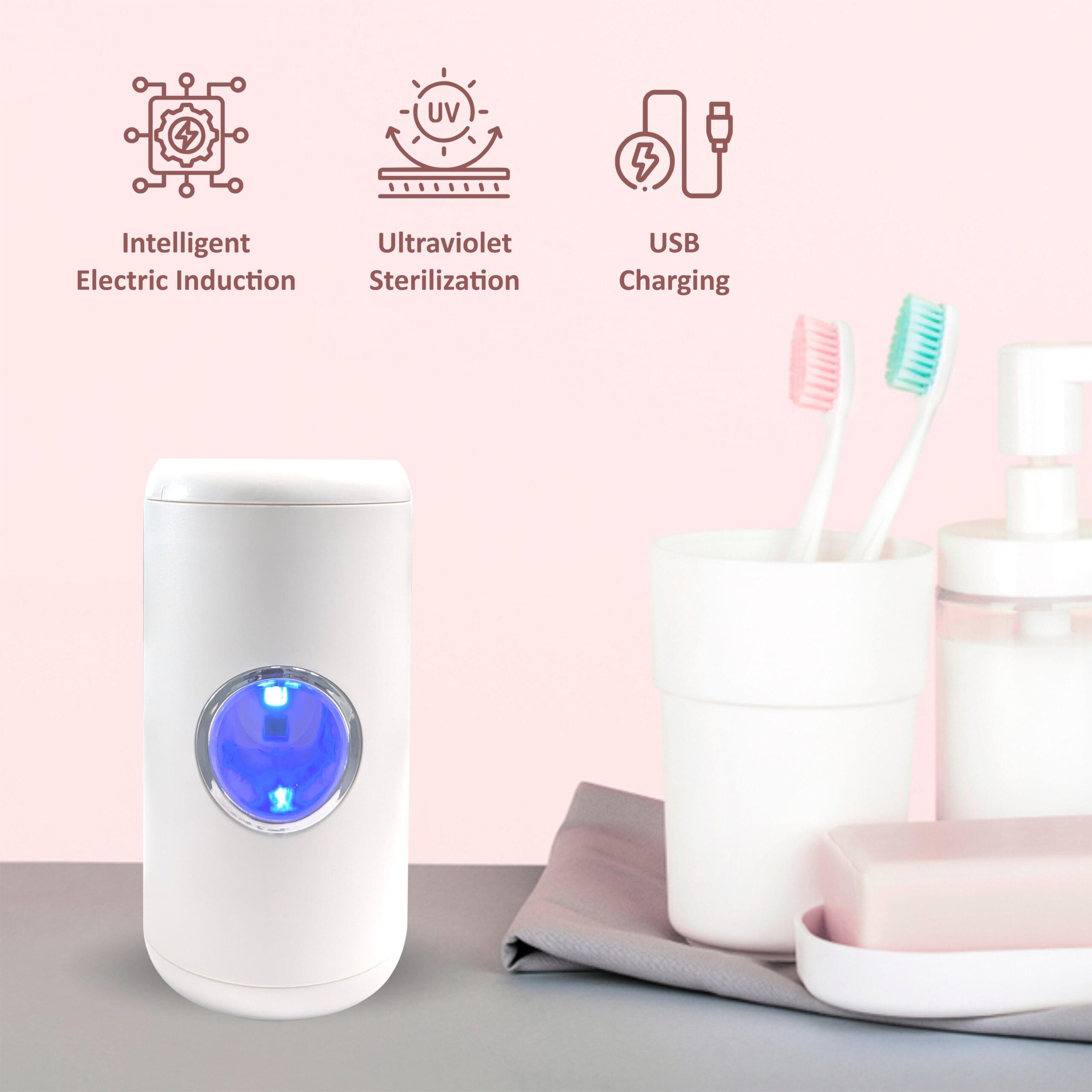 Toothpaste Dispenser, Automatic Electric Toothpaste Squeezer with Sensor Wall-Mounted for Washroom Bathroom(White) - Image 2