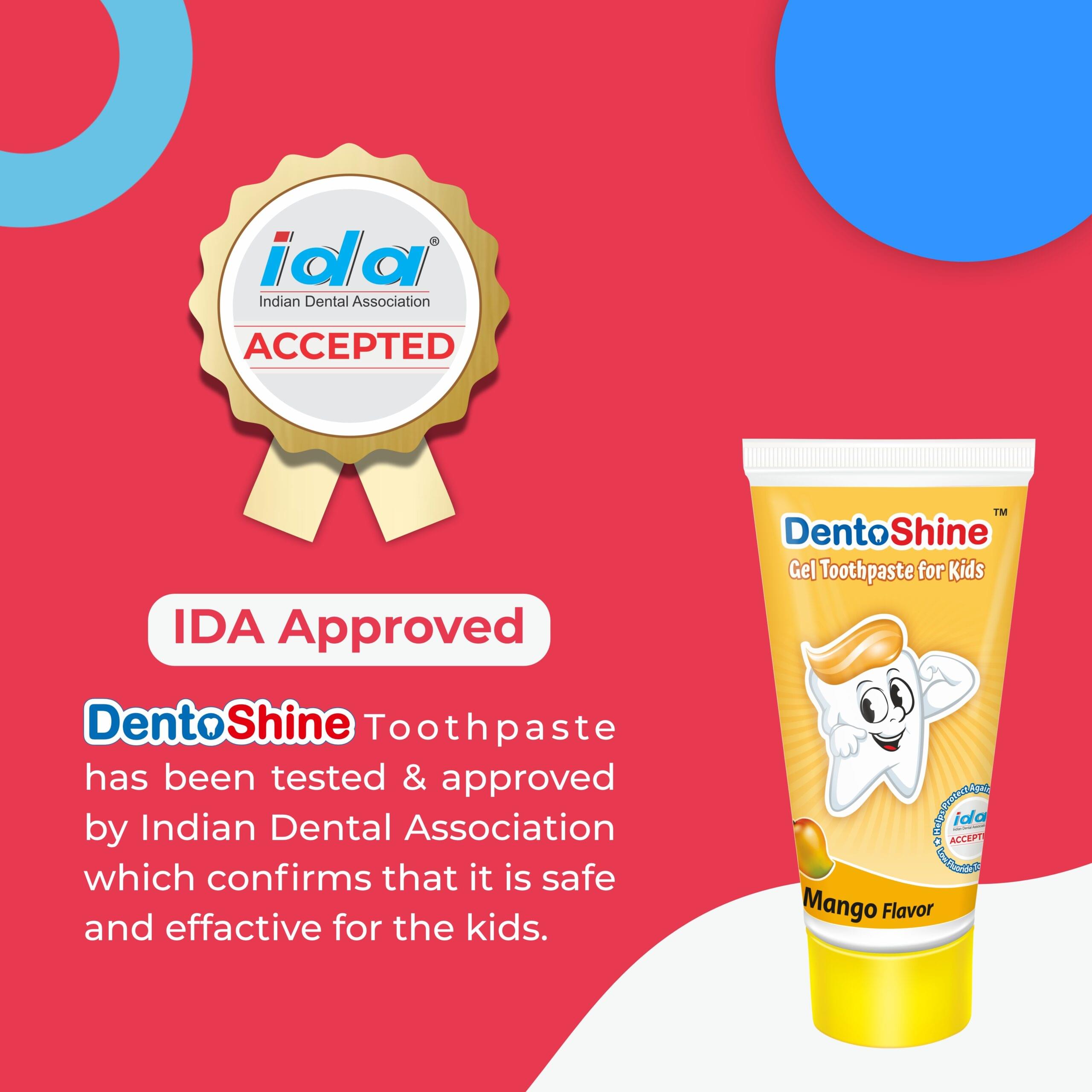 DentoShine Gel Toothpaste for Kids (Mango (fun pack), 80g) | IDA Accepted | Ages 2+ - Image 2