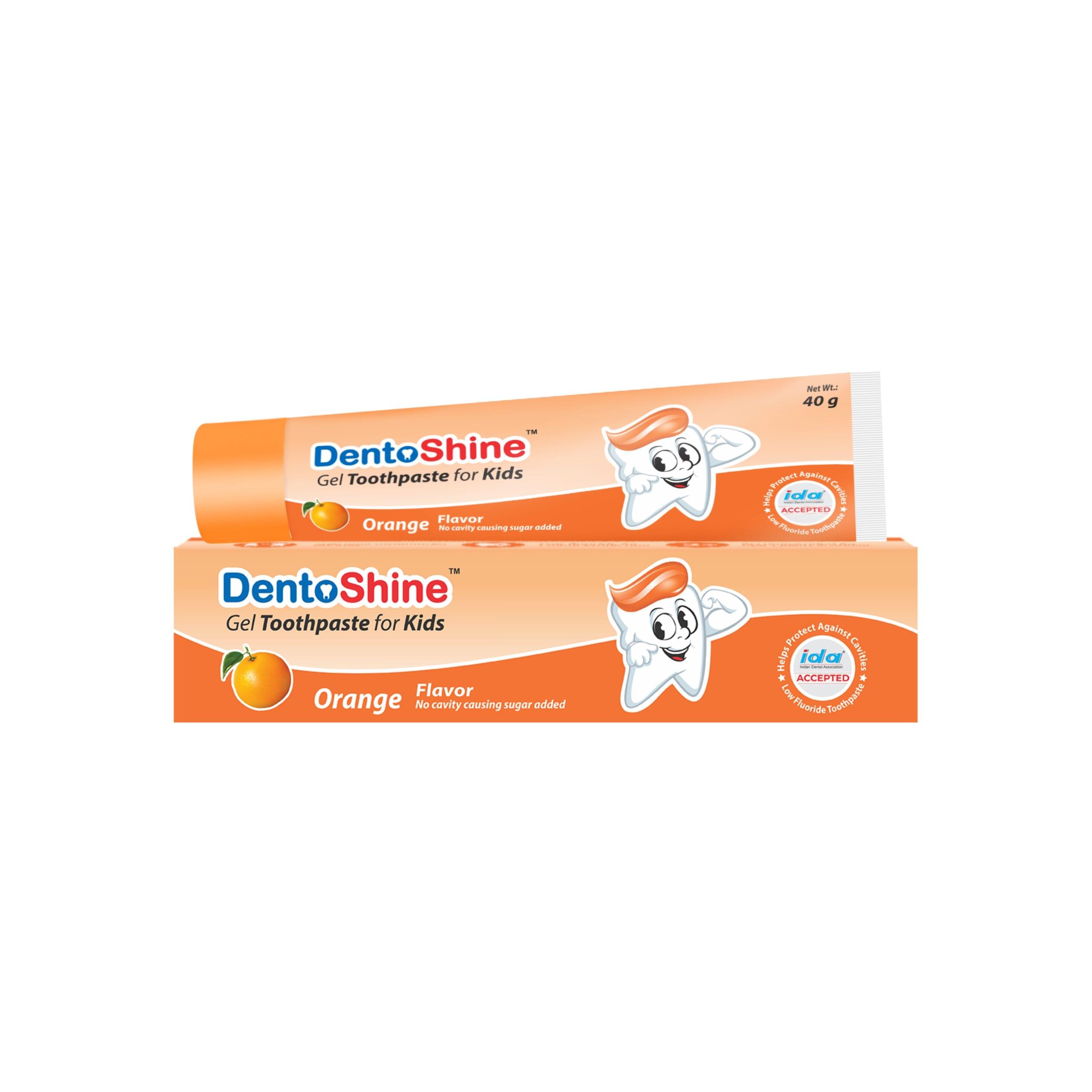 DentoShine Gel Toothpaste For Kids, Orange Flavor 40 g | IDA Accepted | Ages 2+