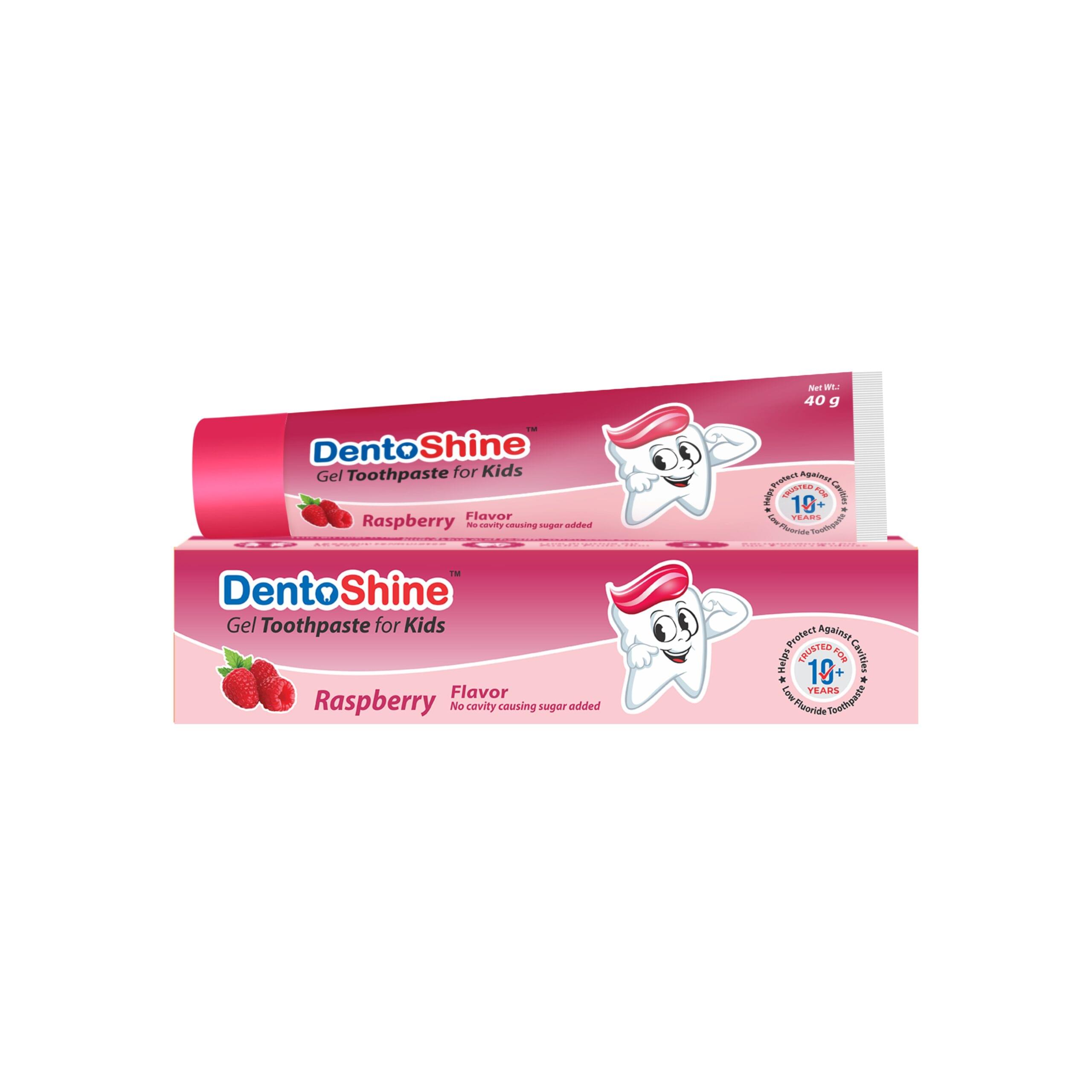 DentoShine Gel Toothpaste For Kids, Raspberry Flavor 40 g | Ages 2+