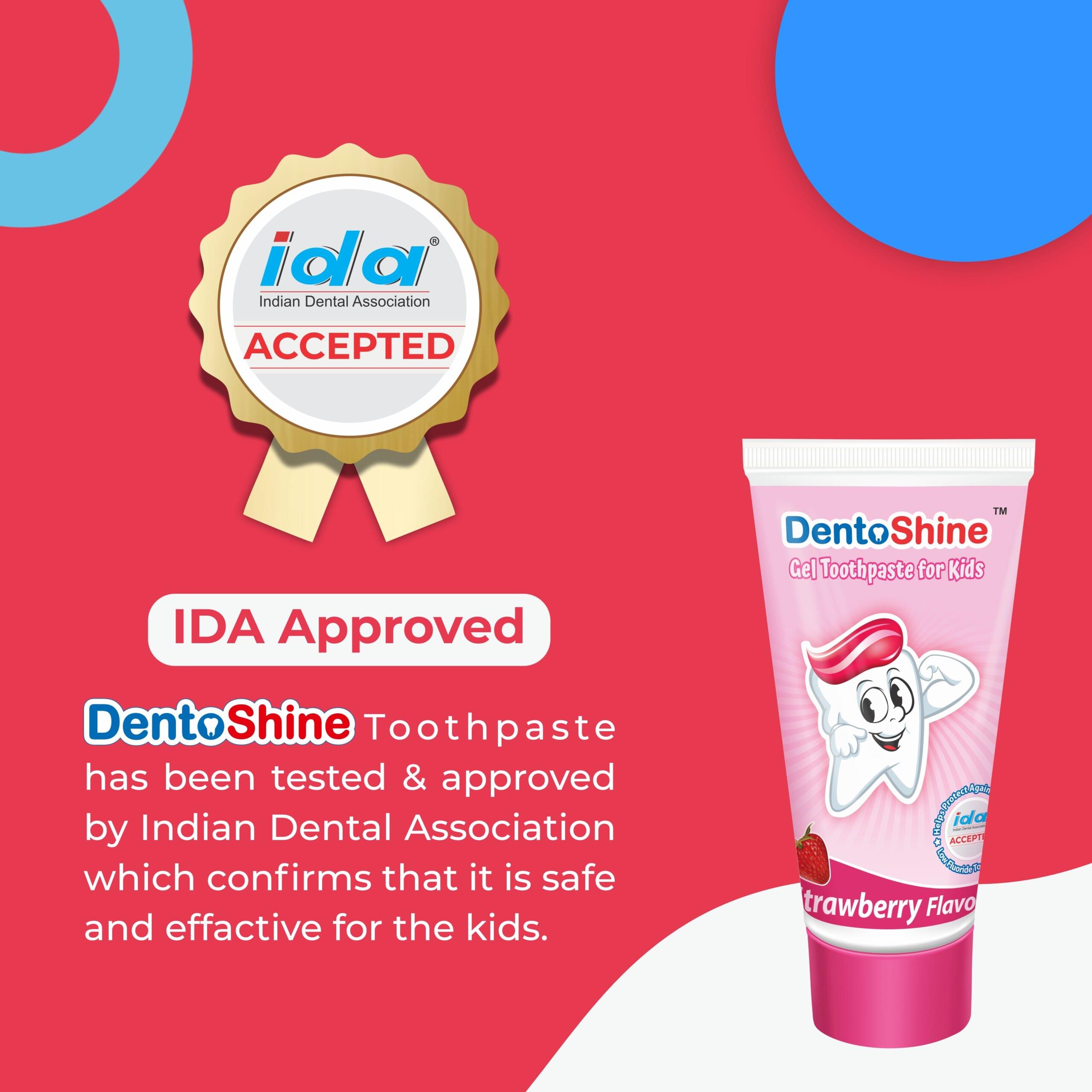 DentoShine Gel Toothpaste for Kids (Strawberry (fun pack), 80g) | IDA Accepted | Ages 2+ - Image 2