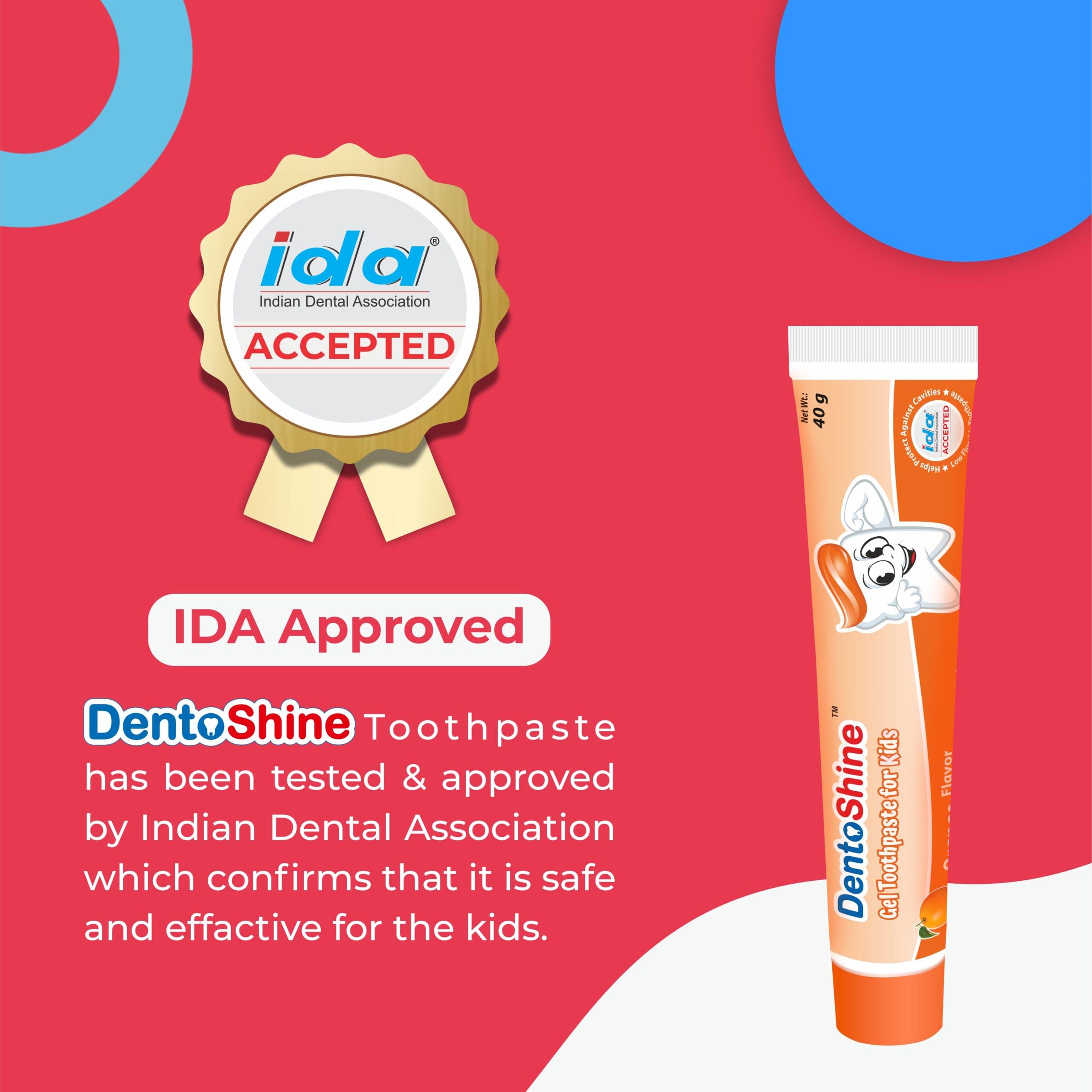 Dentoshine Fun Pack for Kids - (Watermelon, Orange & Raspberry + 3 Toothbrush) Toothpaste (120 g, Pack of 3) | IDA Accepted | Ages 2+ - Image 2