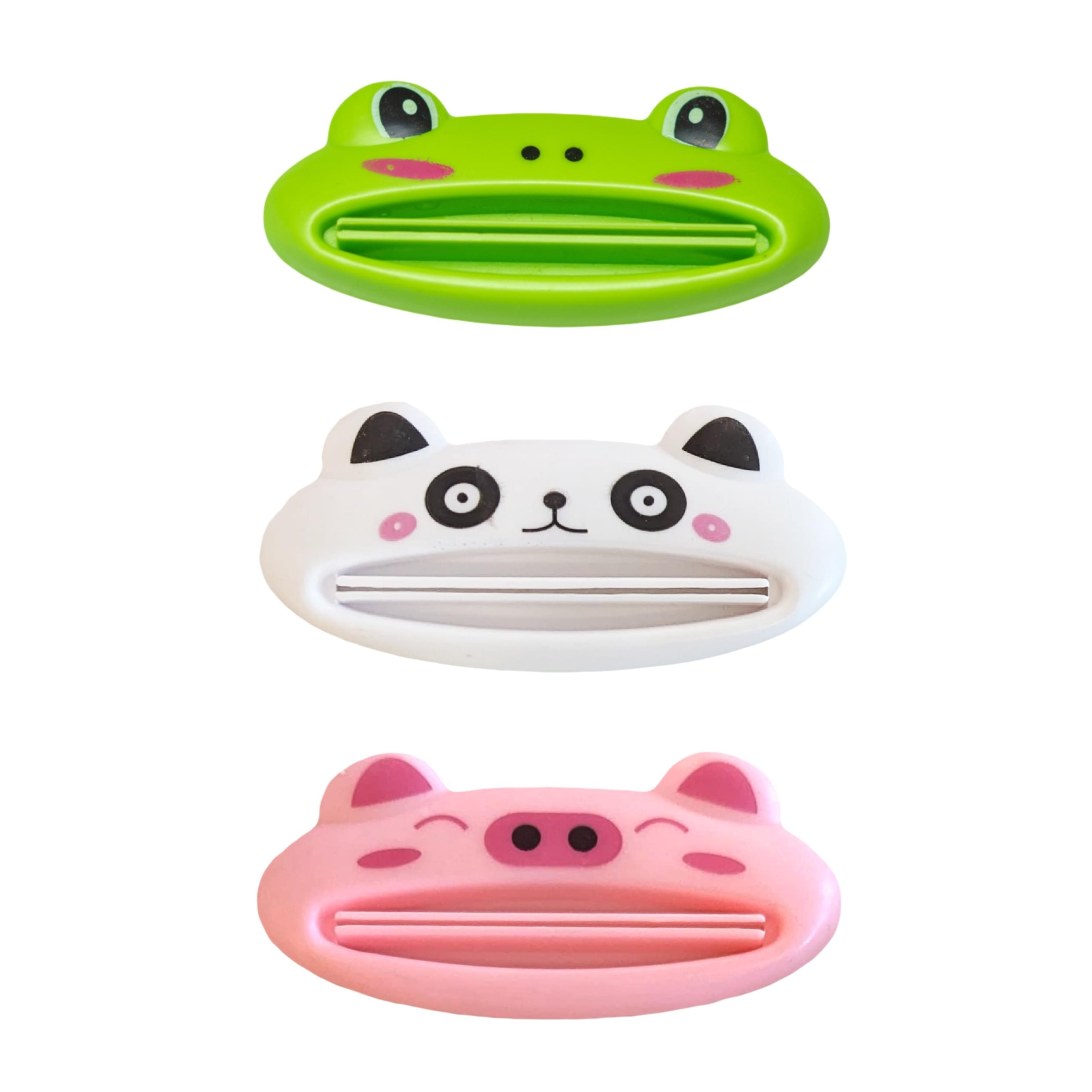 Cute Animal Toothpaste Squeezer | Pack of 3 | Frog, Pig, Cat (color may vary)
